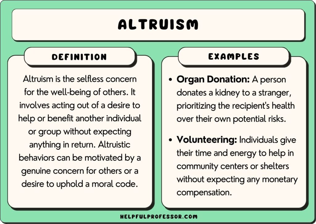 altruism examples and definition, explained below