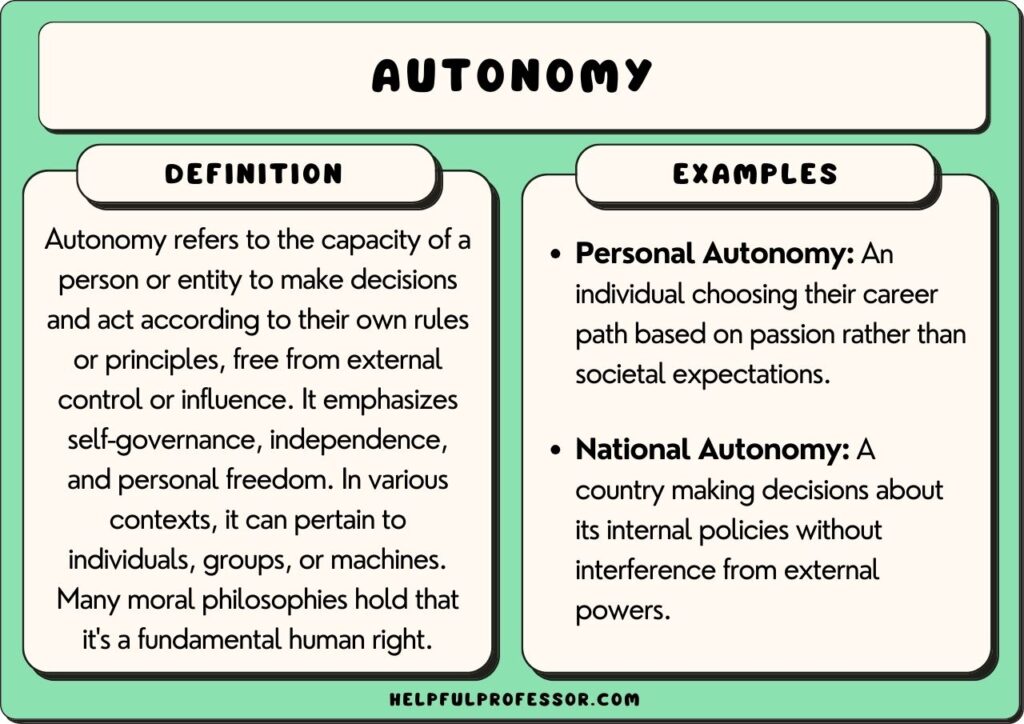 autonomy examples and definition, explained below