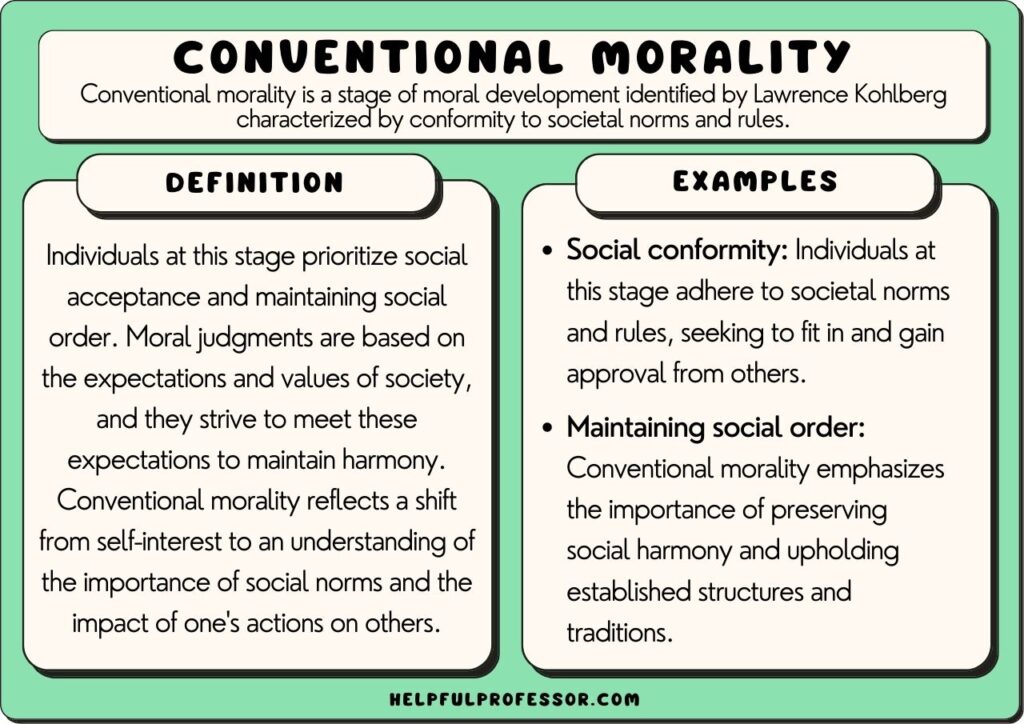 conventional morality examples and definition, explained below
