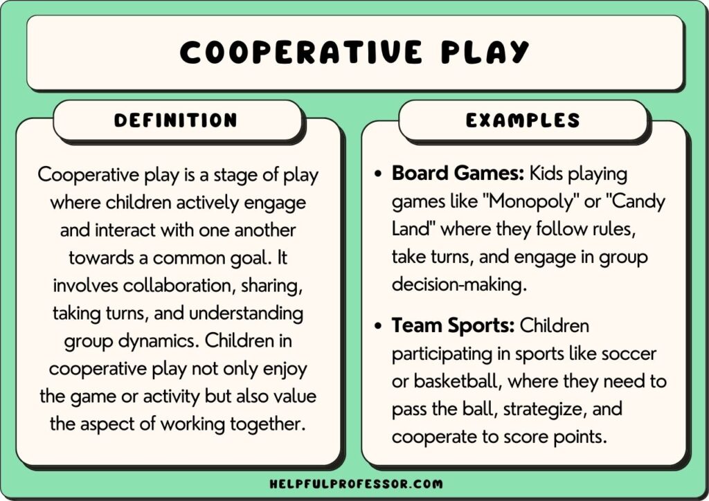 cooperative play examples and definition, explained below