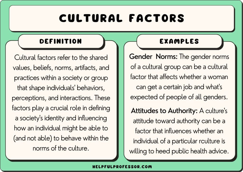 cultural factors examples and definition, explained below