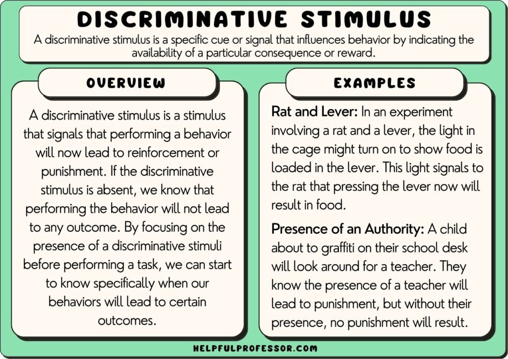 discriminative stimulus examples and definition, explained below