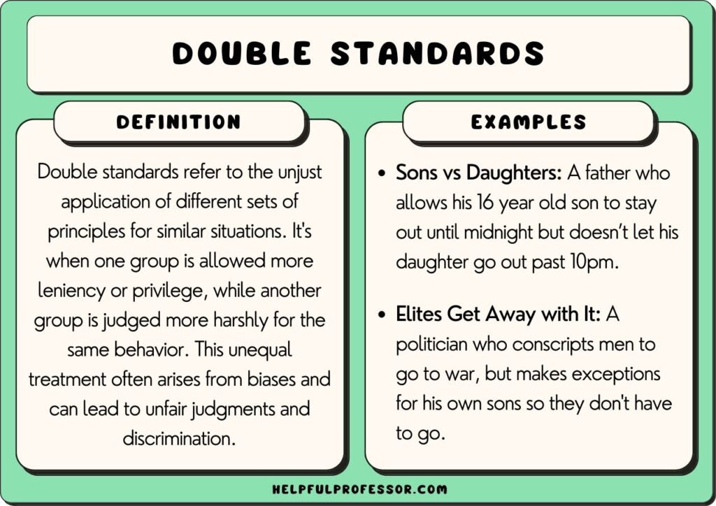 double standards examples and definition, explained below