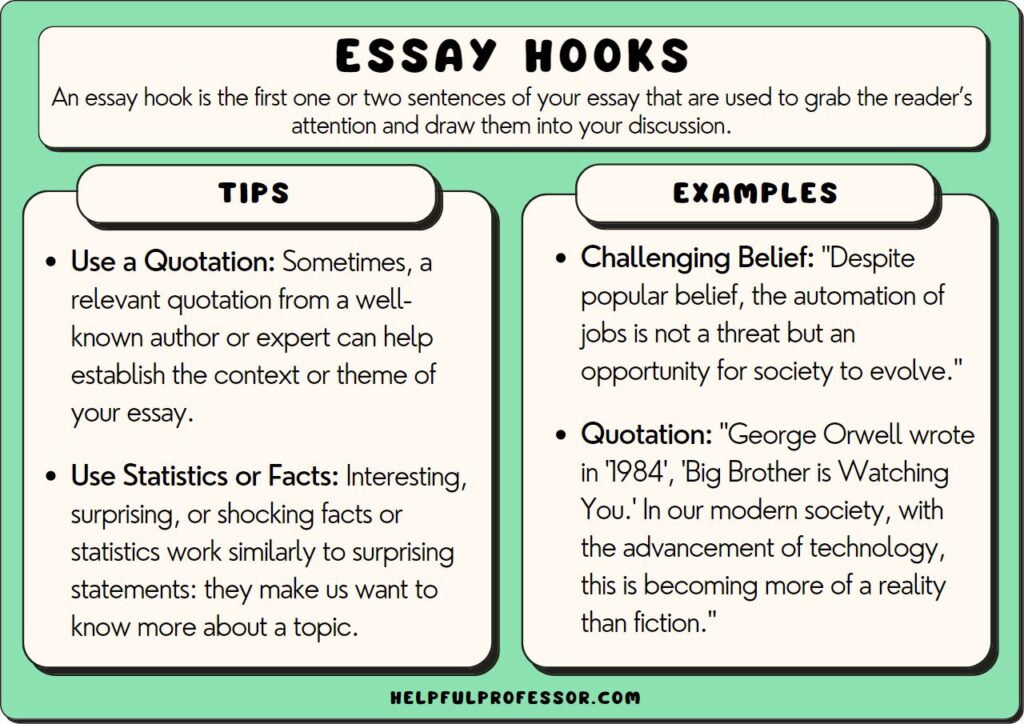 essay hook examples and definition, explained below