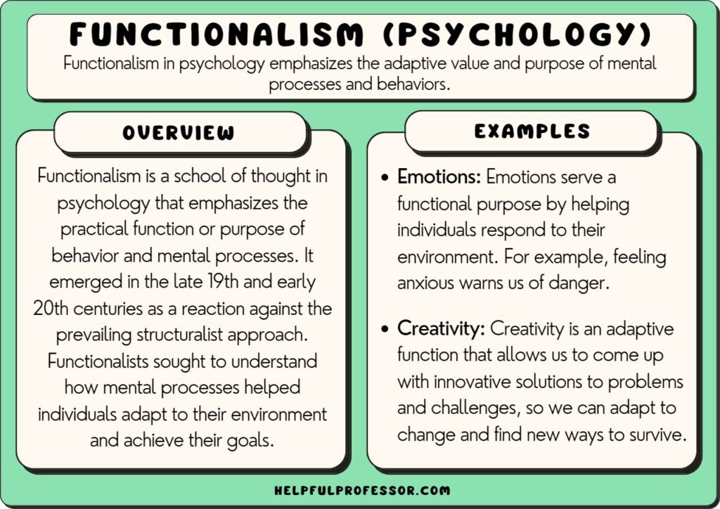 functionalism in psychology overview and examples, explained below