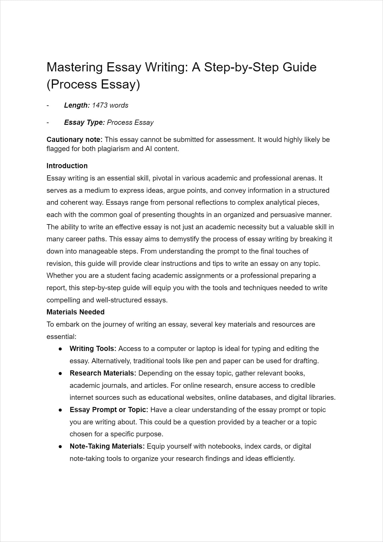 how to write an essay process