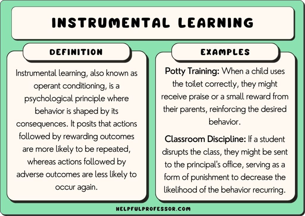 instrumental learning examples and definition, explained below