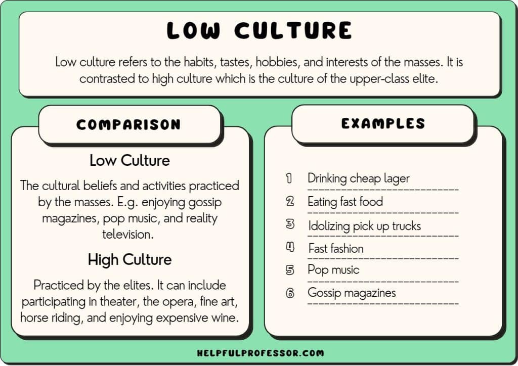 low culture examples definition