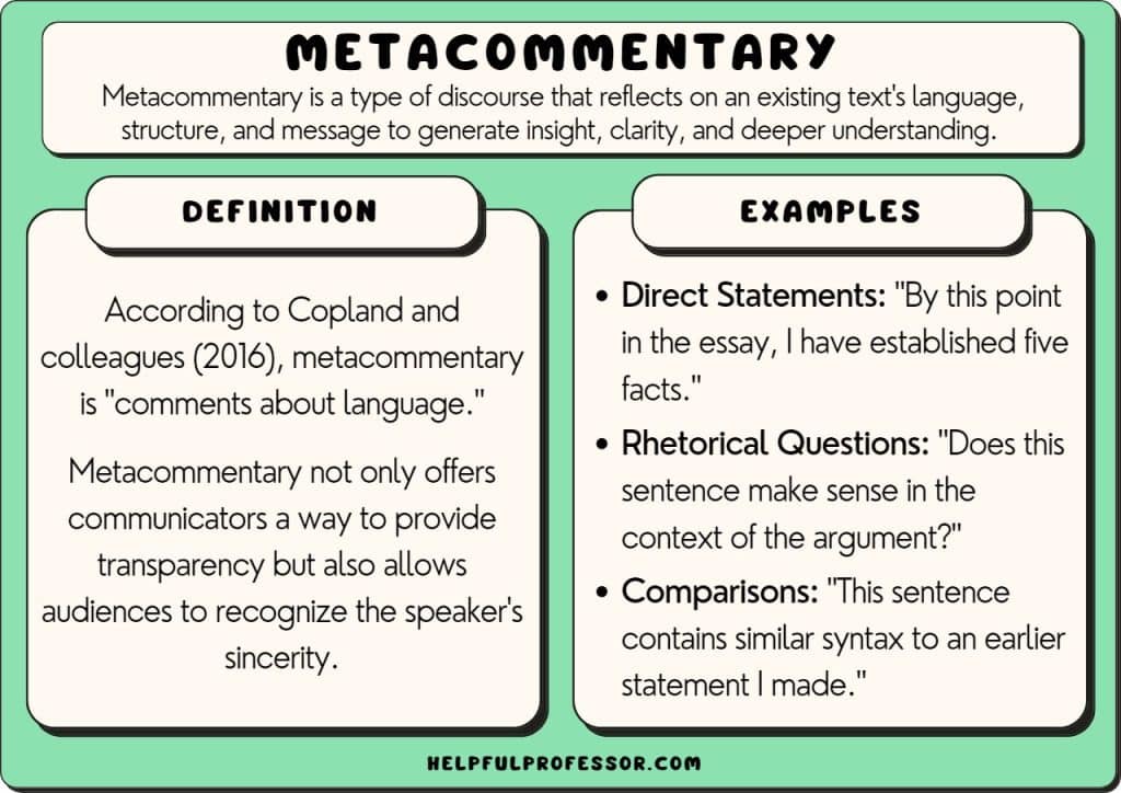 metacommentary examples and definition