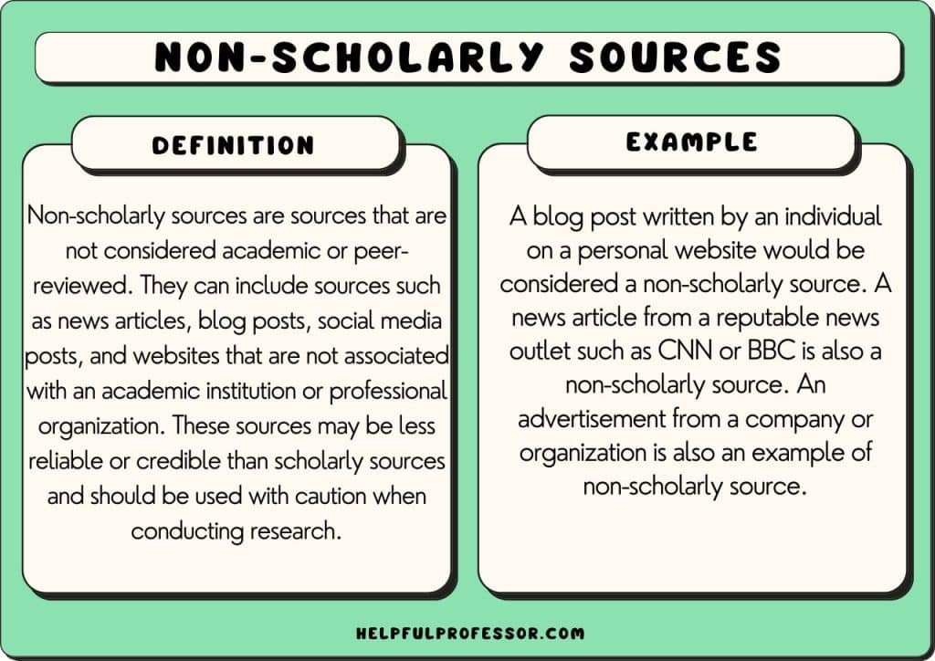 Non-Scholarly Sources