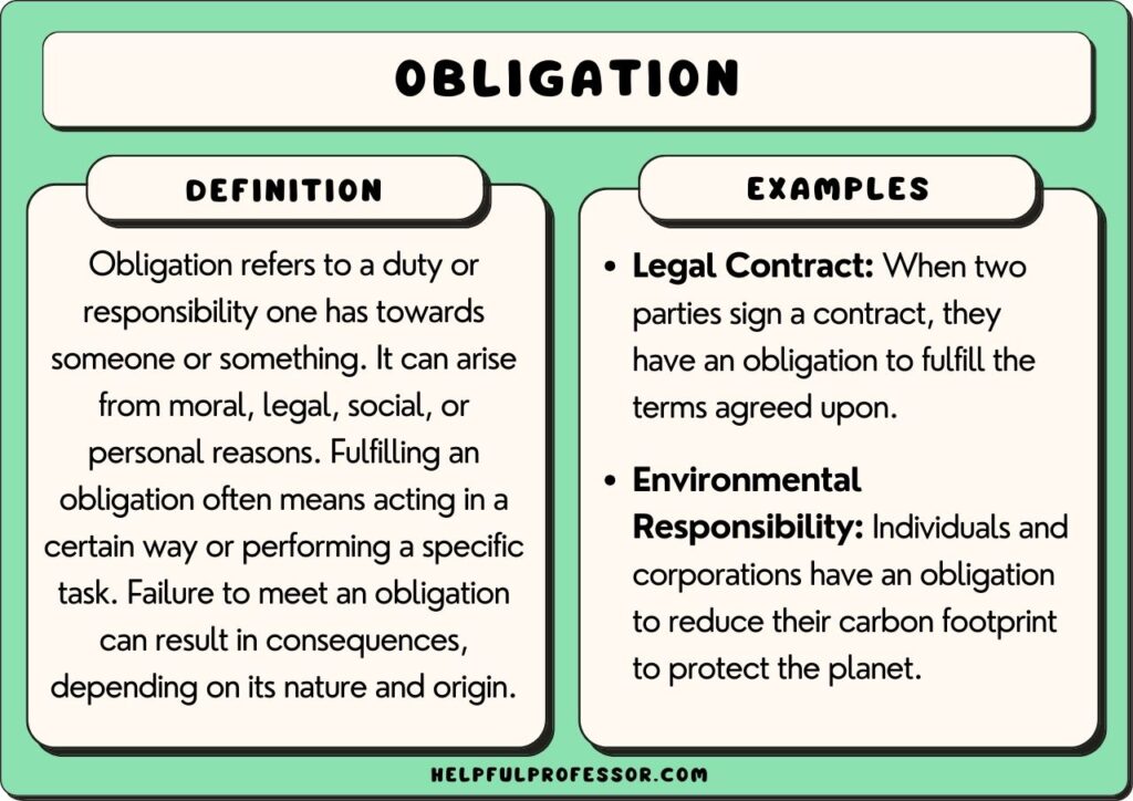 obligation examples and definition, explained below