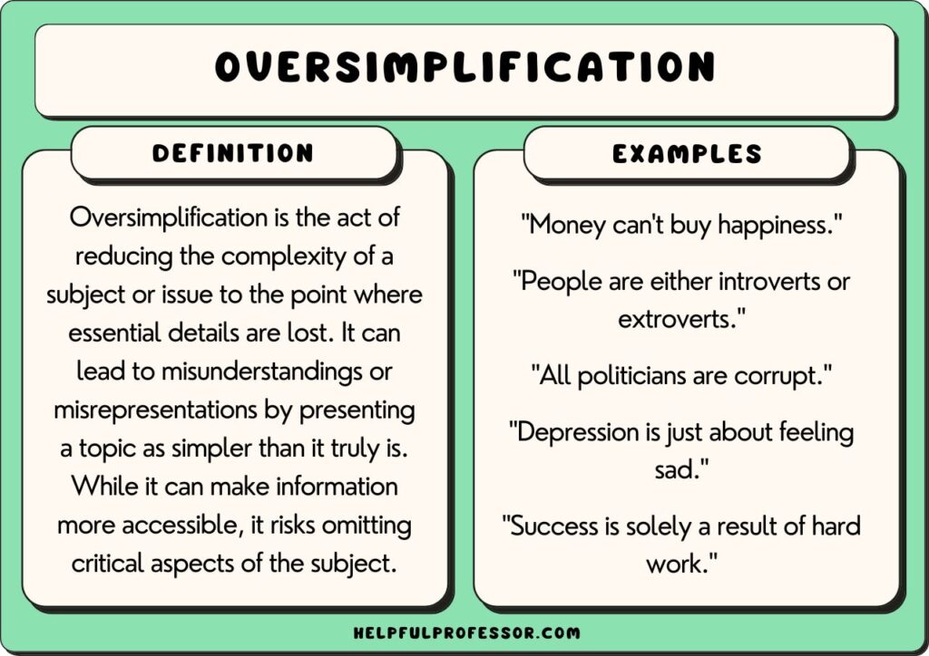oversimplification examples and definition, explained below