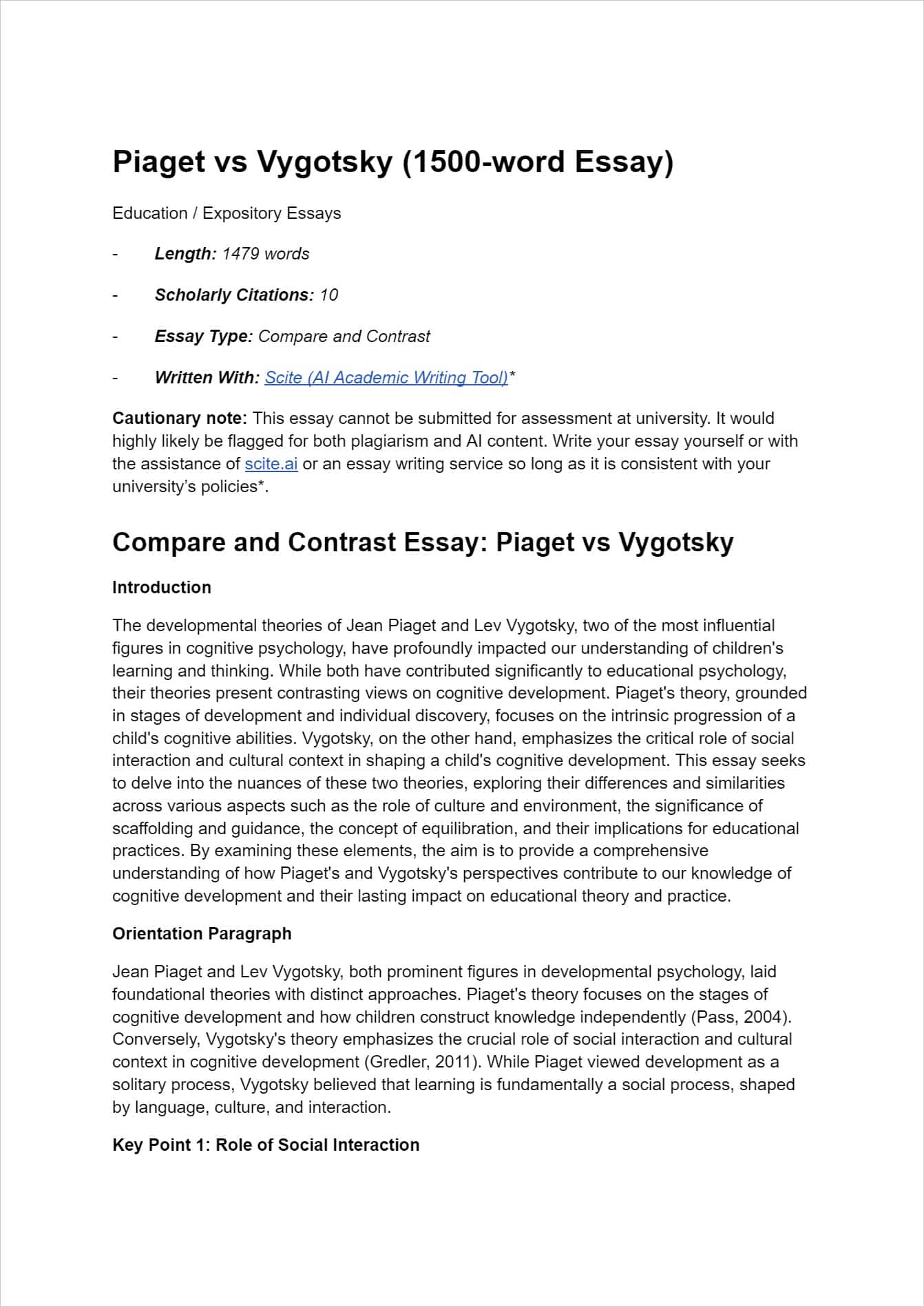 paget vs vygotsky essay