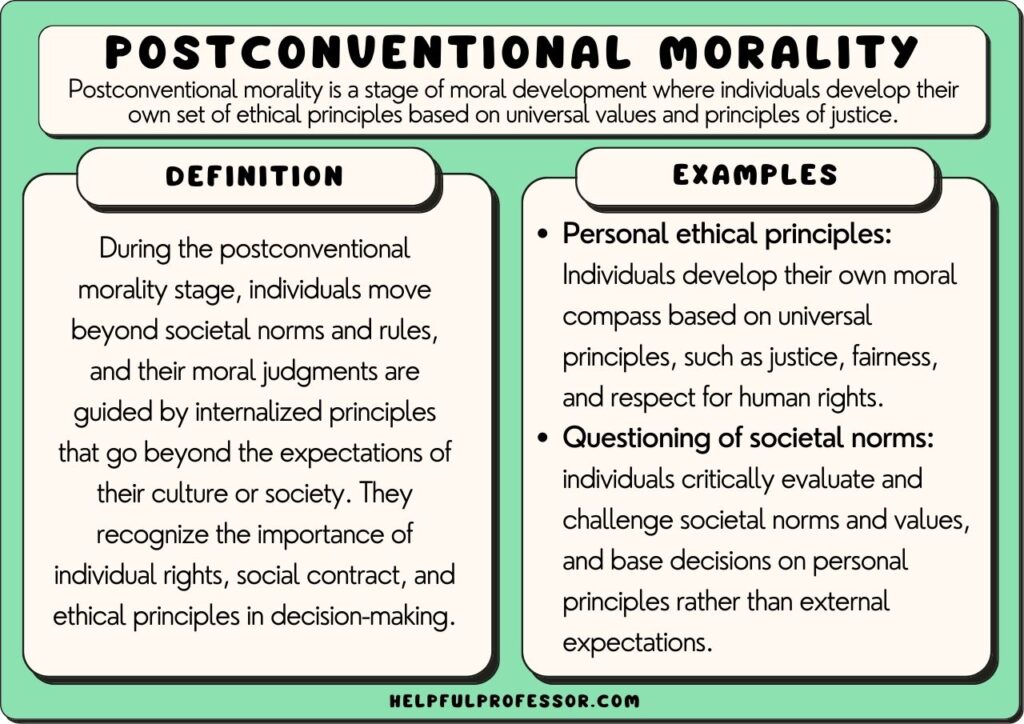postconventional morality examples and definition, explained below