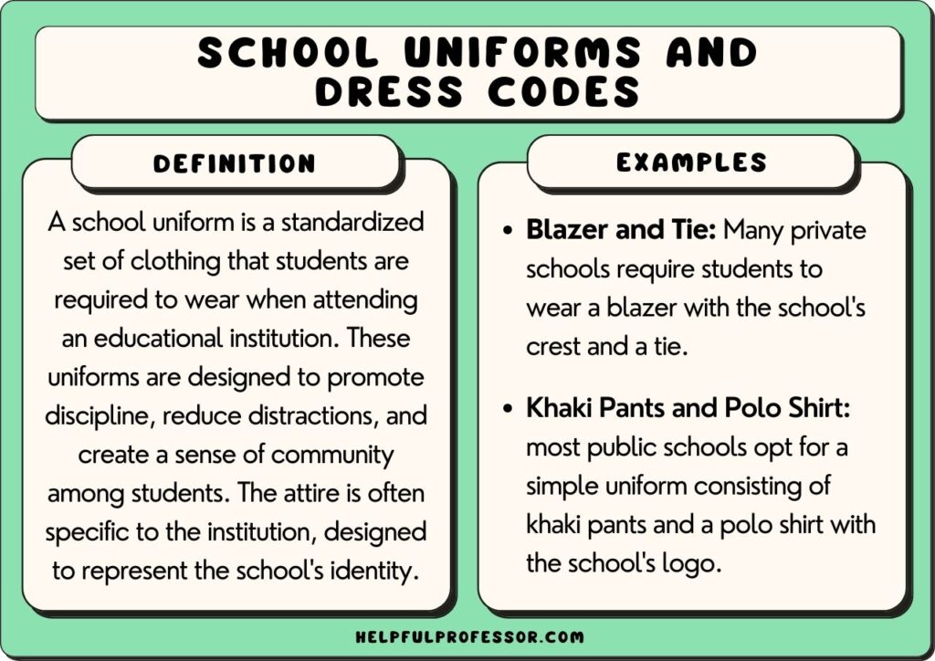 school uniforms and dress codes, explained below
