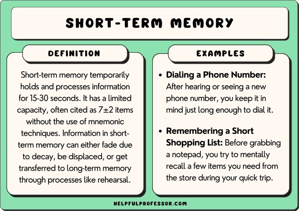 Short-term memory examples and definition, explained below