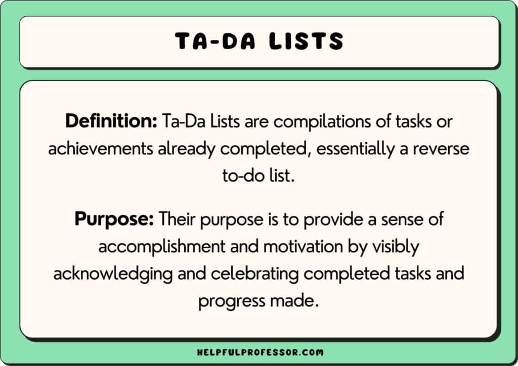 ta-da lists definition and purpose
