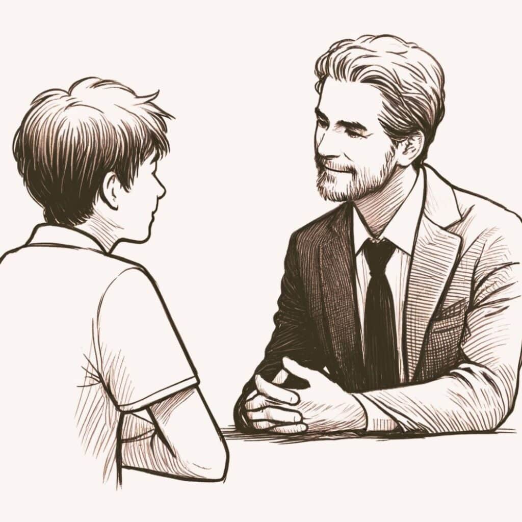 teacher and student talking