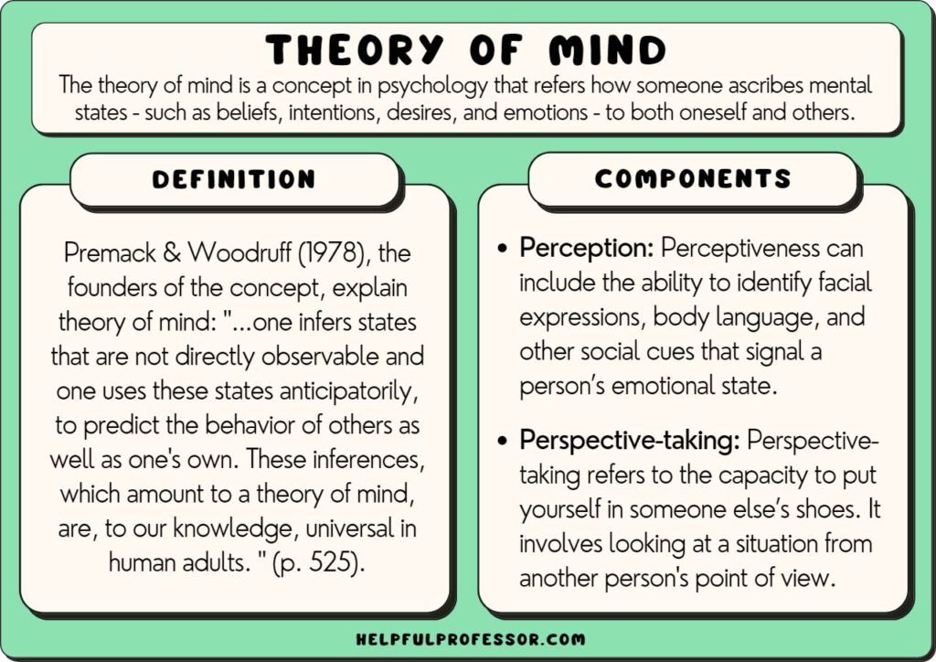 theory of mind examples, components, and definition, explained below