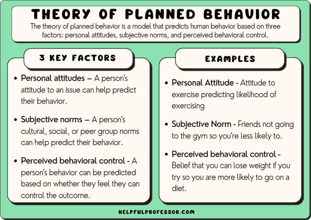 theory of planned behavior examples and factors