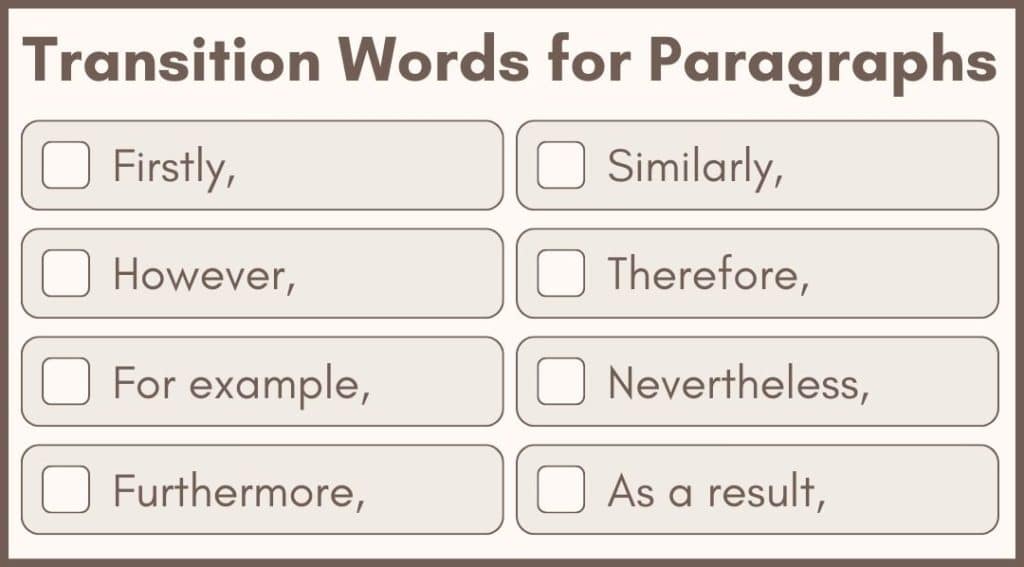 transition words for paragraphs
