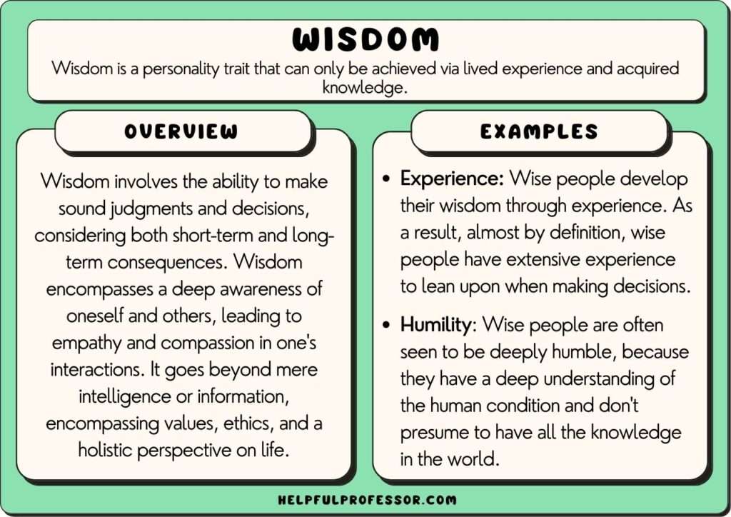 wisdom examples and definition, explained below