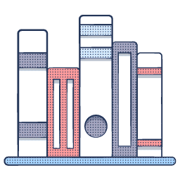 a graphic of books on a shelf