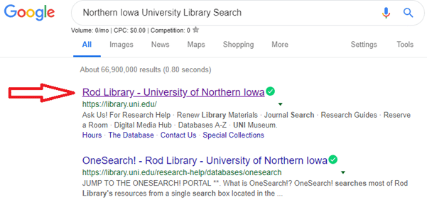 screenshot of a google search