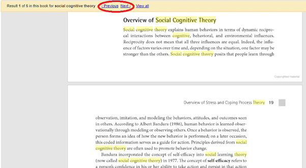 screenshot of a google books preview with the term social cognitive theory highlighted on the page