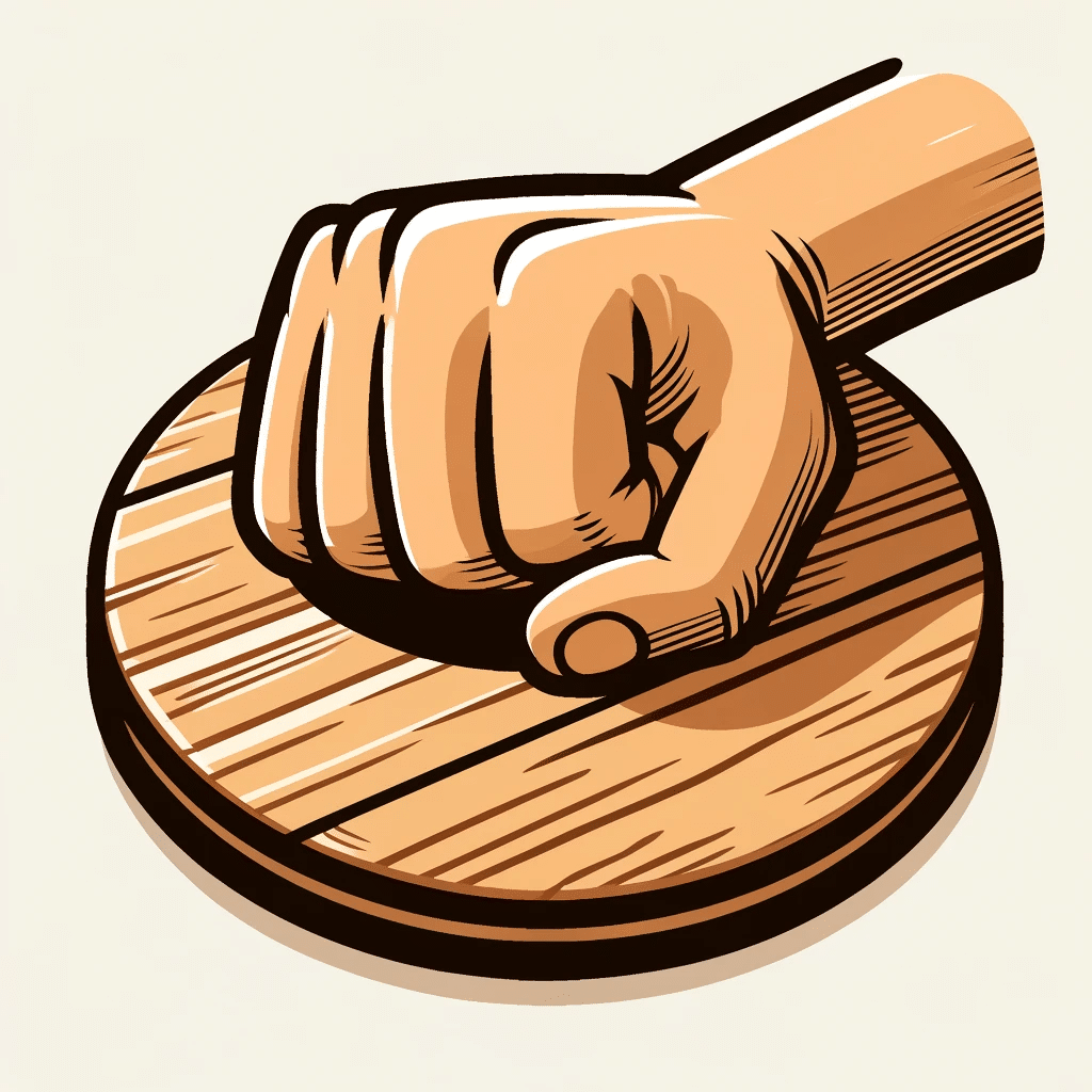 a hand knocking on wood