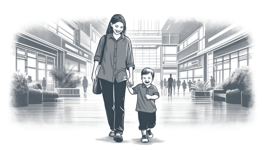 woman and child shopping