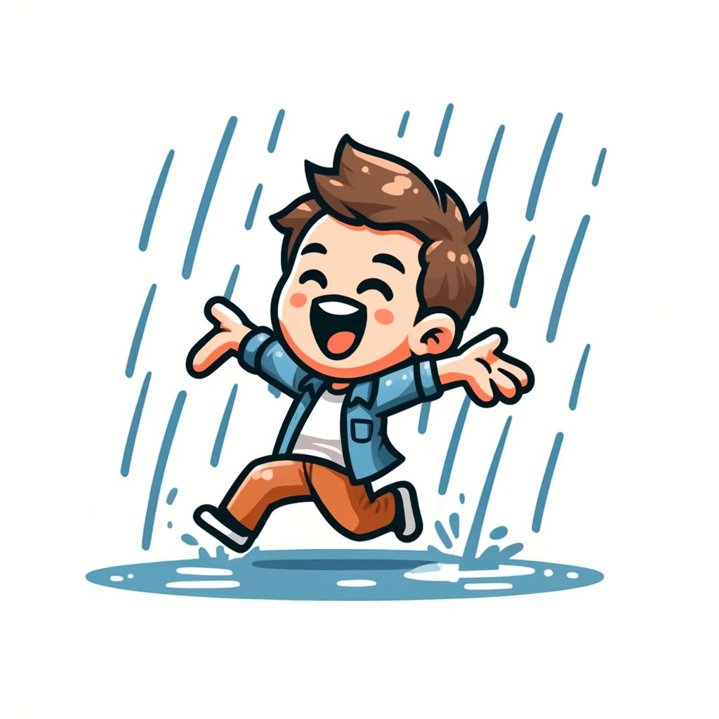 a man dancing in the rain