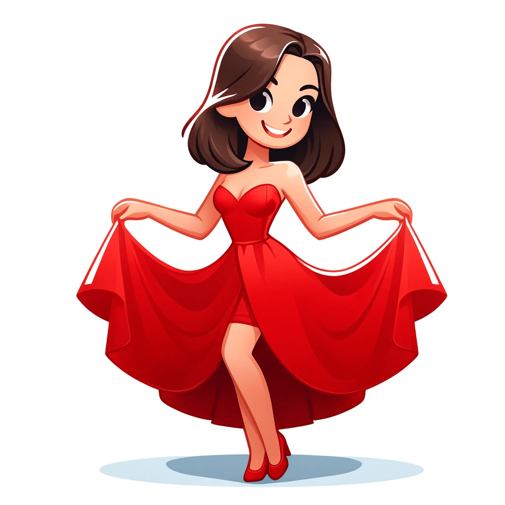 a woman in a red dress