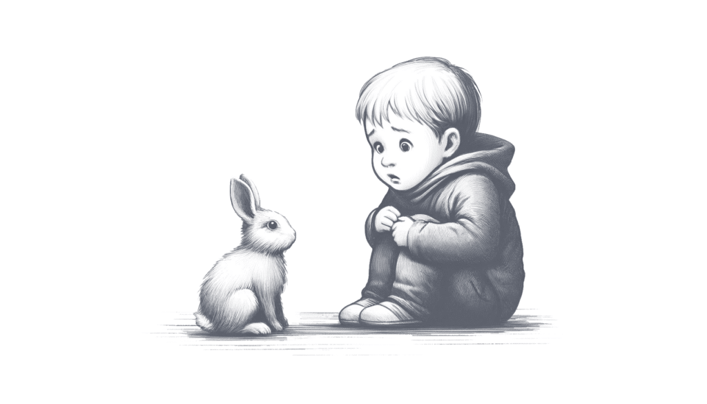 child afraid of rabit