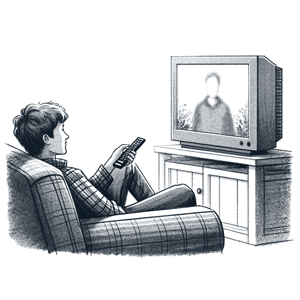 a teenager watching television