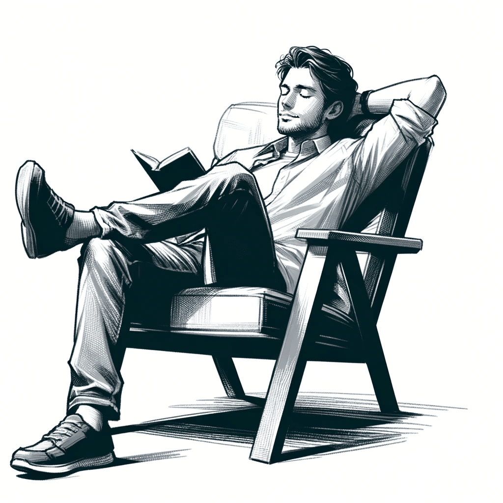 a man relaxing and reading a book