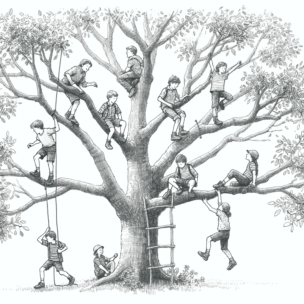 children playing in tree