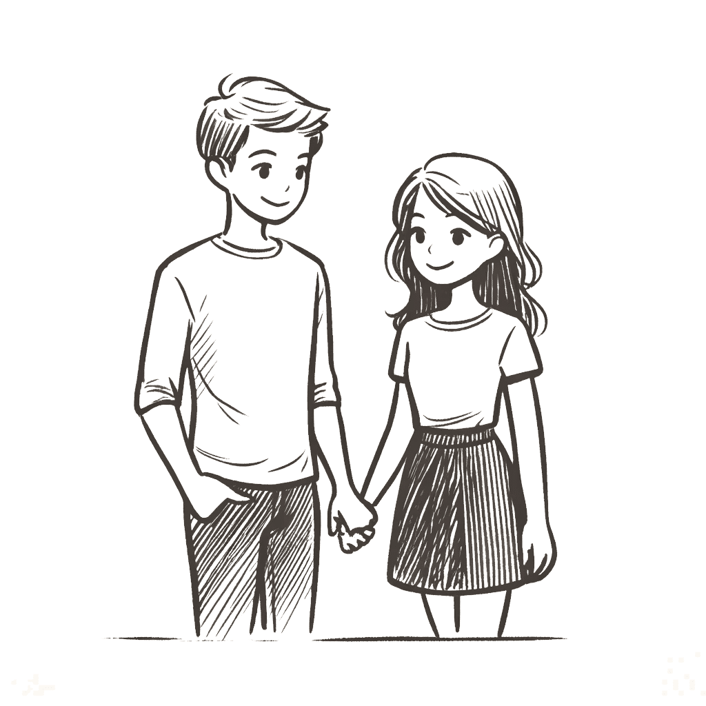girlfriend and boyfriend holding hands