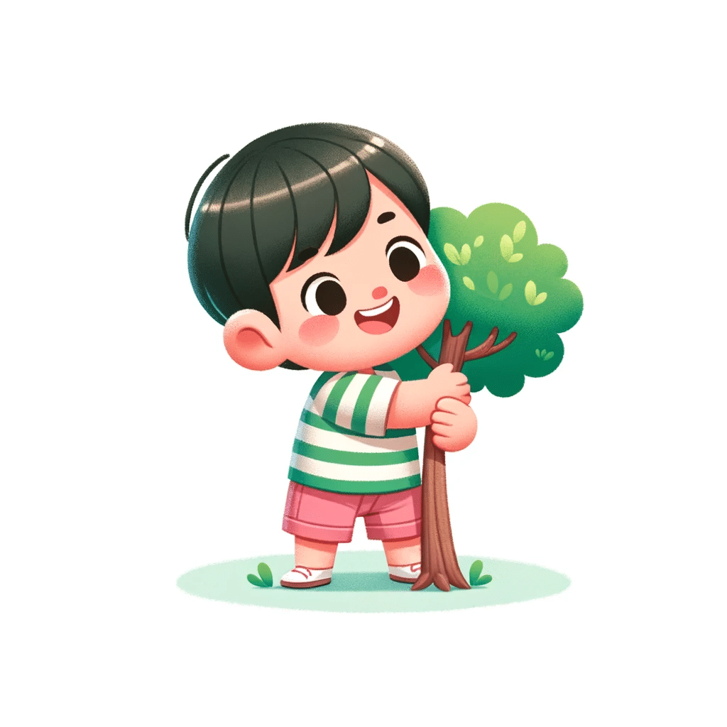 a child hugging a tree