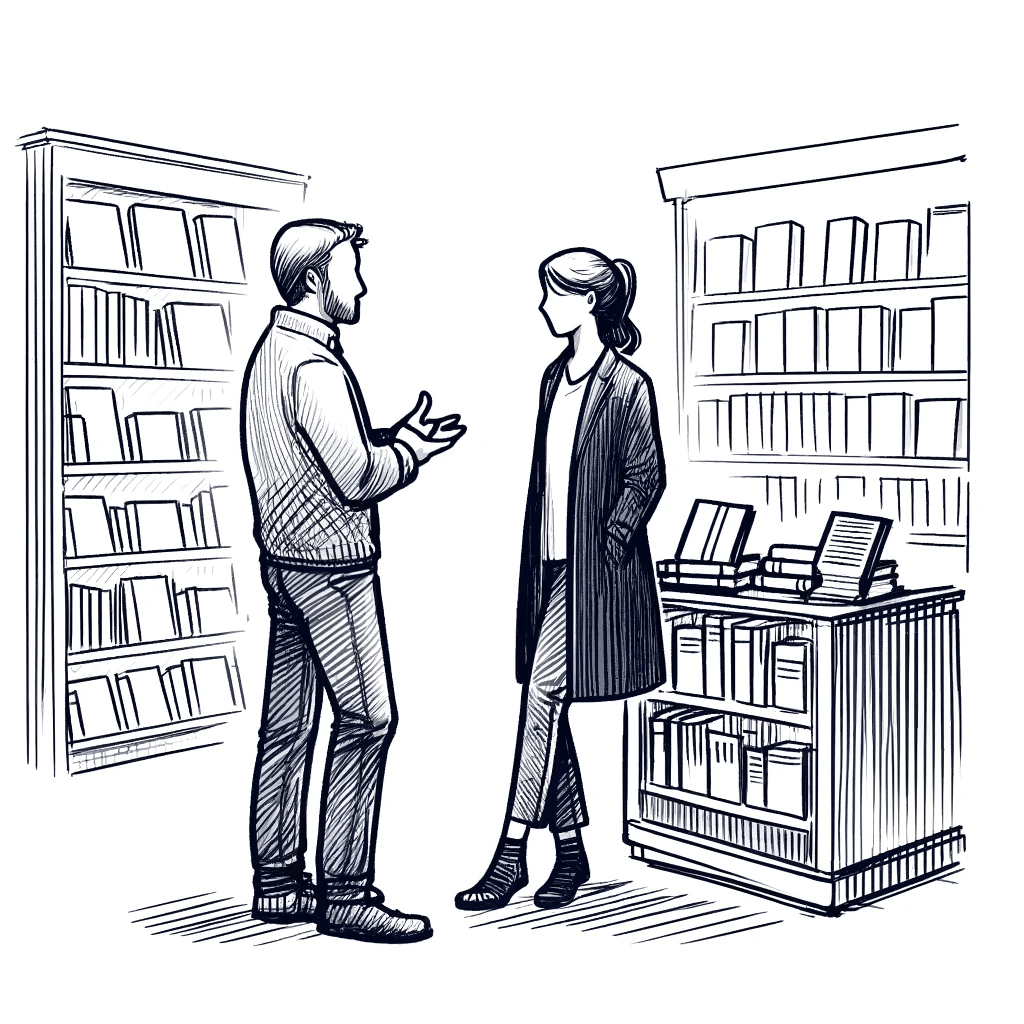 conversation in a book shop
