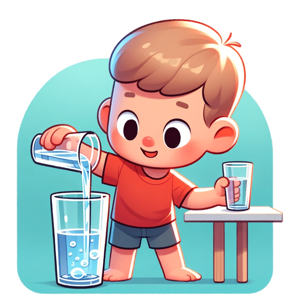 a child pouring water from one glass to another