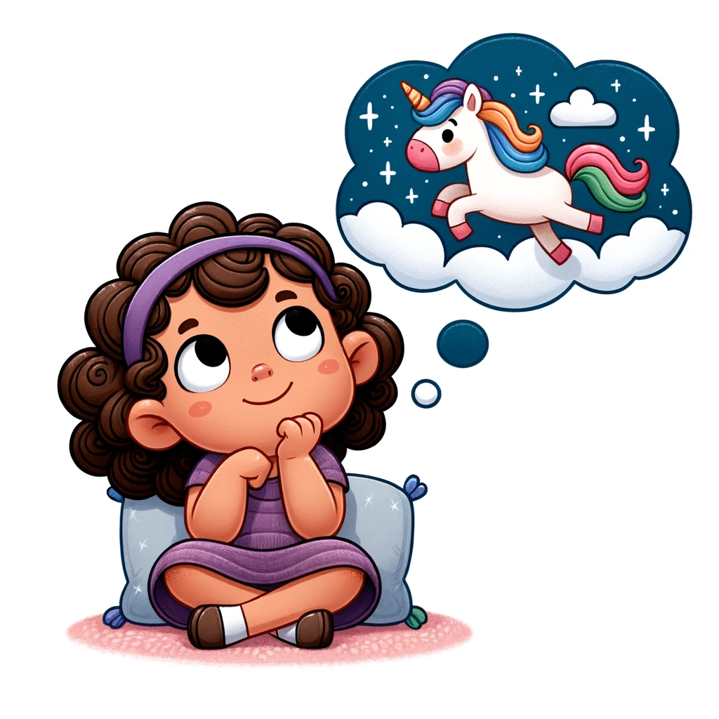 a child imagining a unicorn