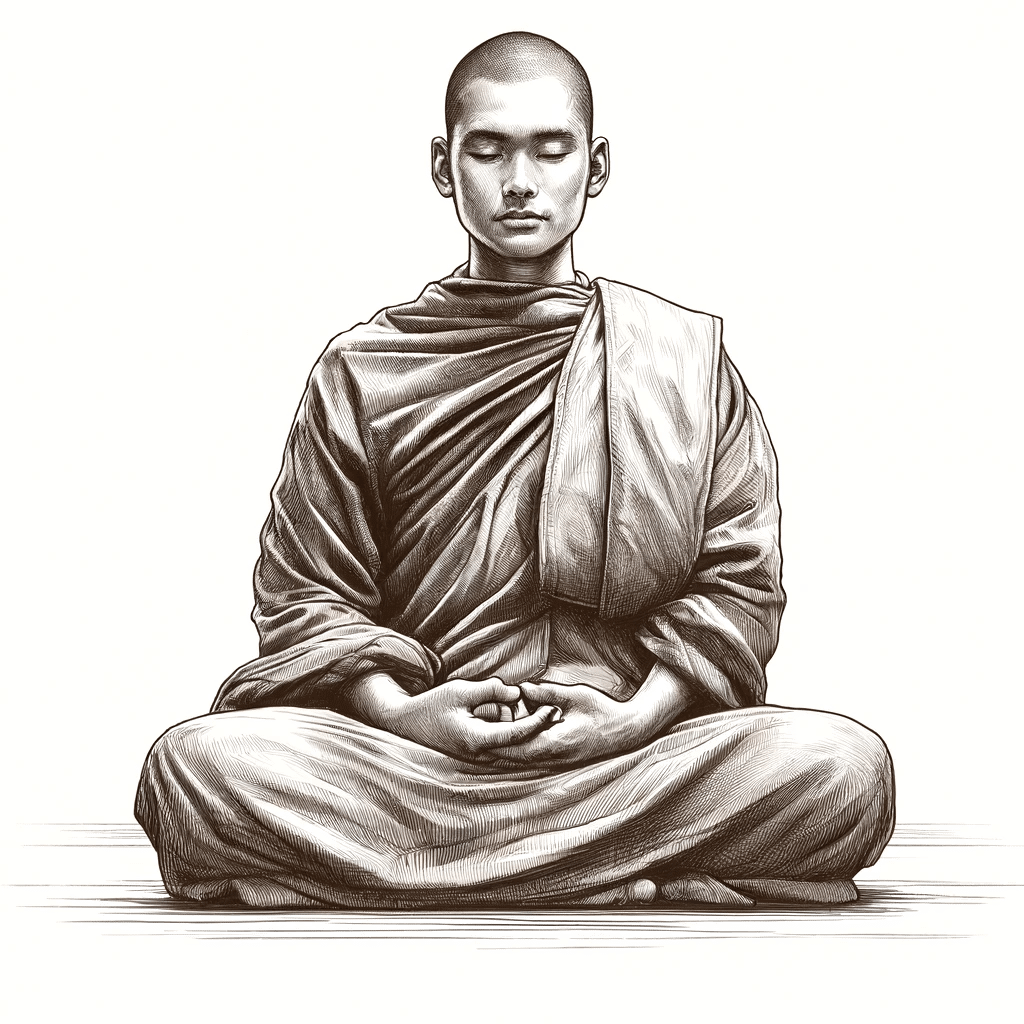 Buddhist monk meditating