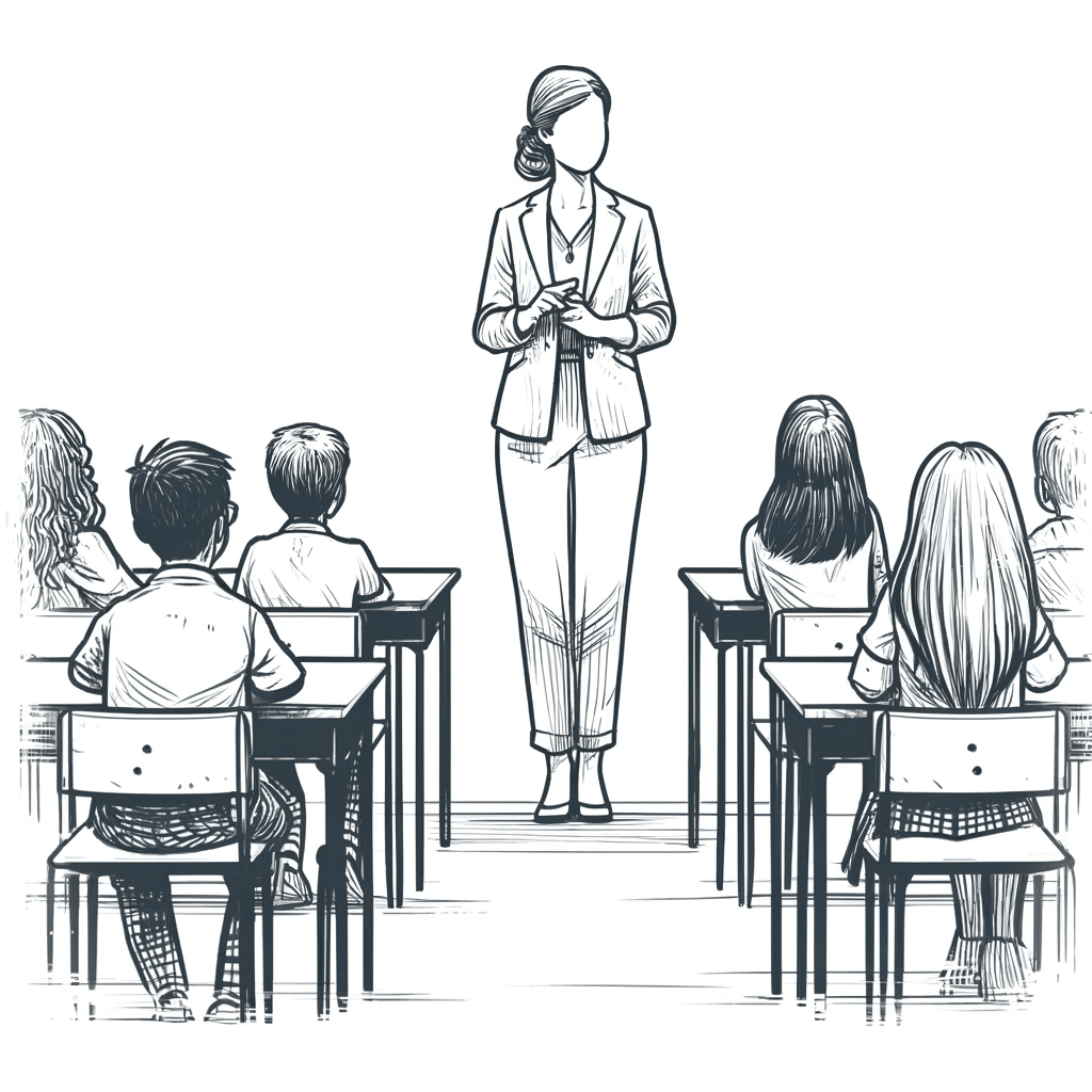 teacher at front of class