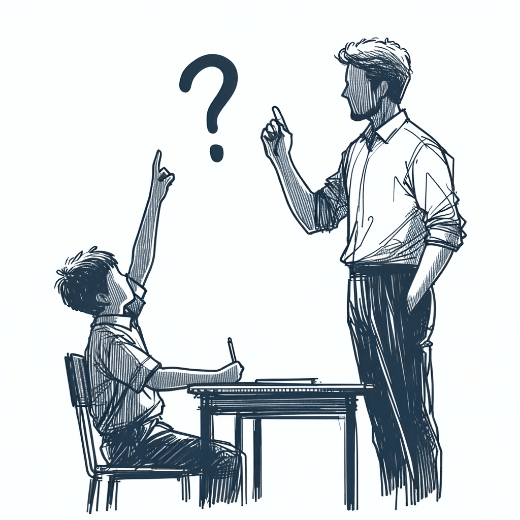 a teacher asking a student a question