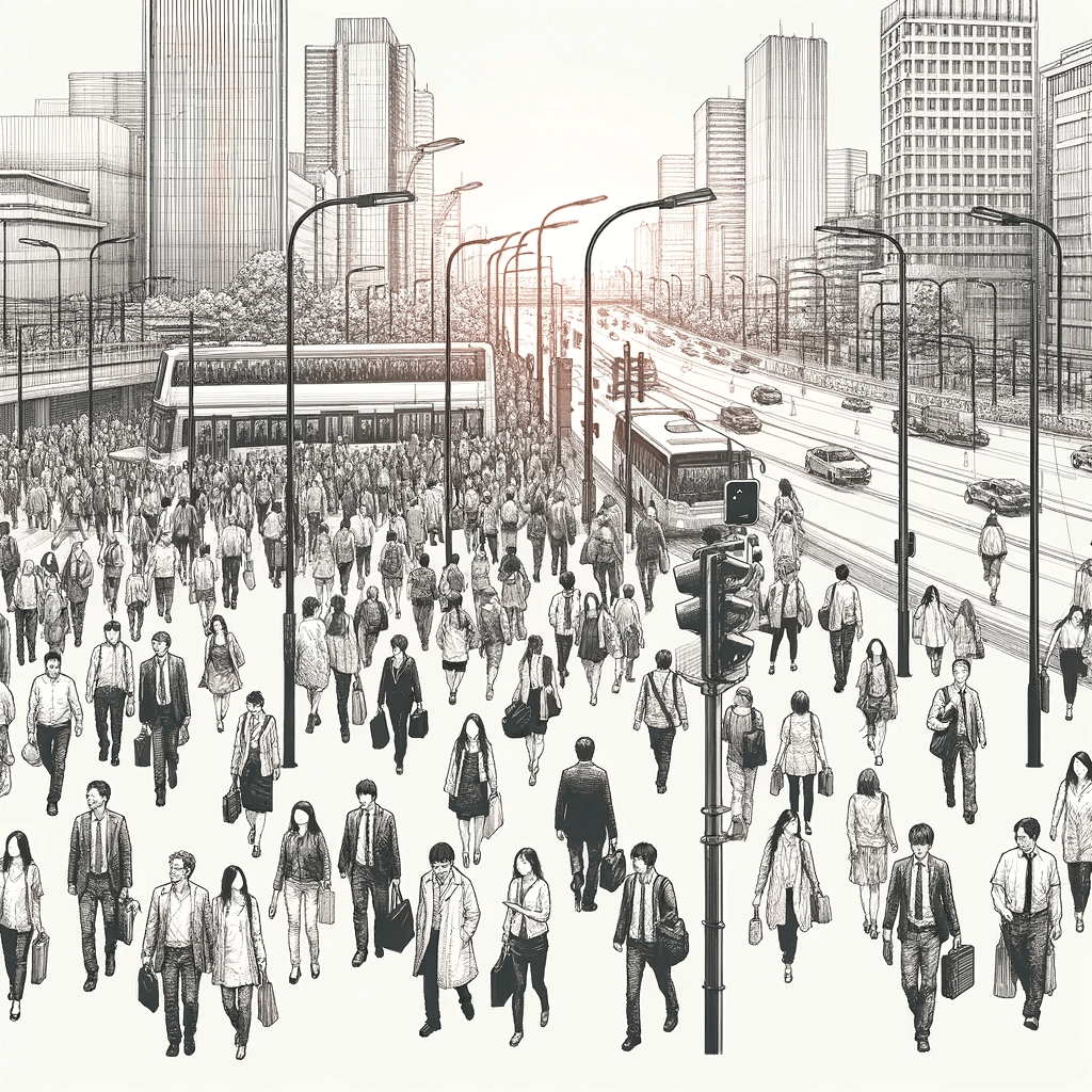 crowd of people during peak hour