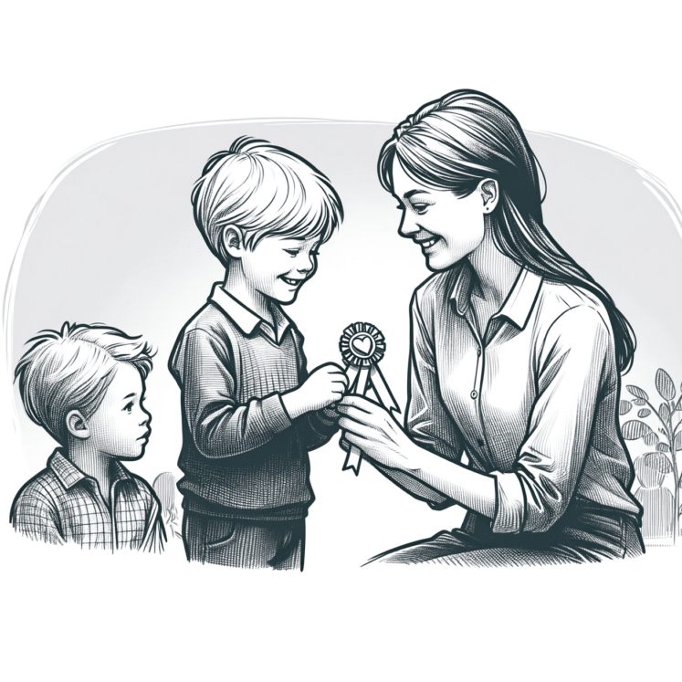 a child observing his brother receiving a reward