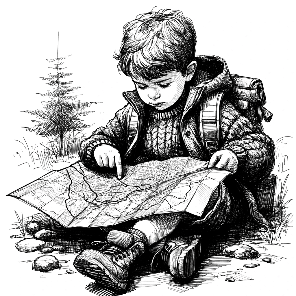 child reading a map