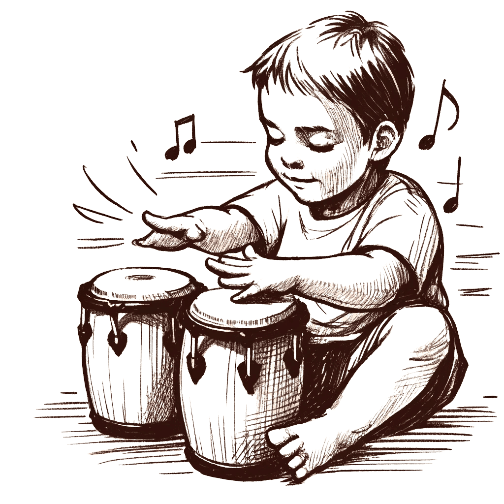 child playing conga