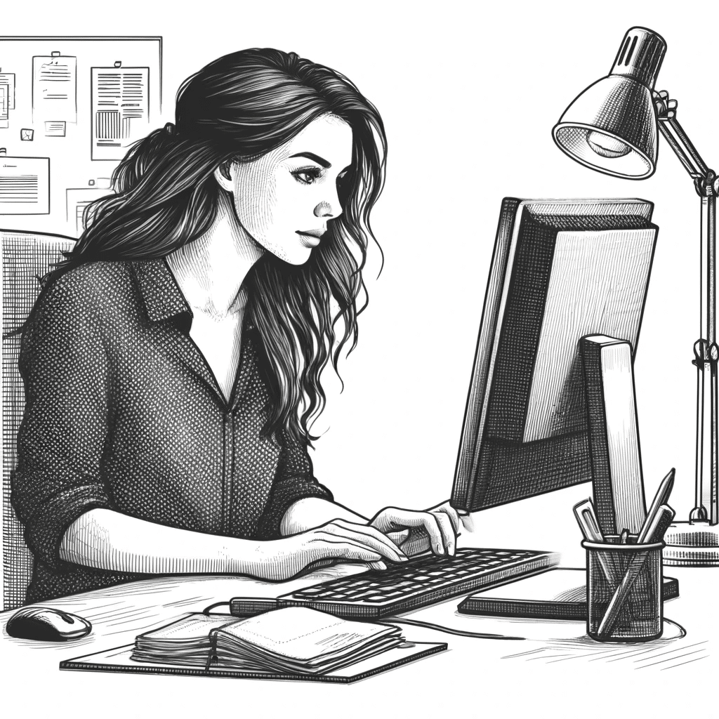 woman on computer